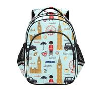 KLL Sacs à dos d'école pour adolescents - Sac à dos pour enfants - Sac à dos de voyage Londres Big Ben en Grande-Bretagne