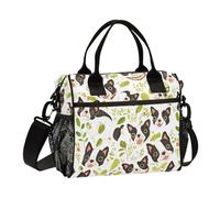 KLL Simple Boston Dogs Green Spring Boîte à déjeuner thermique pour femme avec bandoulière Sac à déjeuner isotherme pour femme pour la cuisine bolsos termicos para Mujer