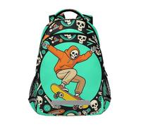 KLL Skater Squelette Cool Retro Illustration Sac à dos classique pour enfants avec clip poitrine livre sac pour jeunes mochilas escolares para ni?os de 10 a?os