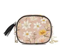 KLL Spring Flowers Lily Daisy Blush Mini sac à bandoulière tendance avec sangle réglable Noir