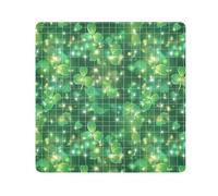 KLL St Sparkling Shamrock Grid Self Adhesive Cosmetic Bag Cloth Make Up Organizer Wrap Camera Lens Cloth Wrapper Makeup For Women, Grille de trèfle St Sparkling, 21.7x21.7in
