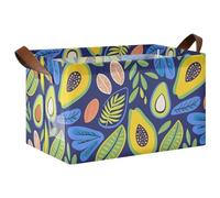 KLL Style Avocado Lot de 2 grands paniers de rangement décoratifs pliables en tissu avec poignées pour organiser les vêtements, jeans, jouets, livres Bleu foncé