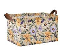KLL Style Of Georgia O'keeffe Lot de 2 paniers de rangement décoratifs pliables en tissu avec poignées pour placard et vêtements Motif marguerites