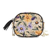 KLL Style Of Georgia O'keeffe Petit sac à main à bandoulière pour homme avec sangle réglable Motif marguerites Noir