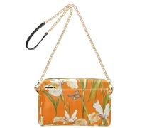 KLL Sweet Iris Petit sac à bandoulière tendance en cuir végétalien pour femme avec fermeture éclair Orange