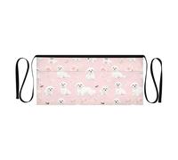 KLL Tablier de serveuse imperméable à 3 poches - Motif chiens maltais - Petit tablier, Cute Maltese Dogs Blush, 30 cm