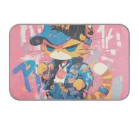 KLL Tapis de glace auto-rafraîchissant pour animal de compagnie Motif chat de dessin animé Style graffiti coloré Hip Pop Summer Cooling Pad pour animal de compagnie extérieur antidérapant Manta