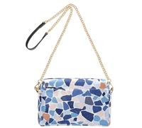 KLL Terrazzo - Petit sac à bandoulière tendance bleu glorieux pour femme, sac à main en cuir végétalien, sac à main imperméable