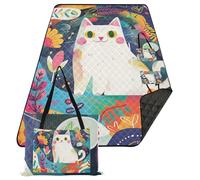 KLL The Cat in The Garden Panier de pique-nique imperméable pliable Tapis de sol pour femme et couple