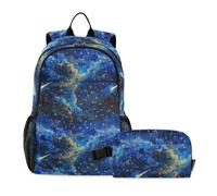 KLL The Starry Sky A Shooting Star Passing by Ensemble sac à dos et sac à déjeuner pour adolescentes (scénario) Sac d'école avec sac à déjeuner 10-12 ans