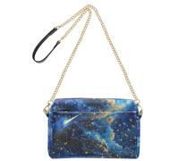KLL The Starry Sky A Shooting Star Passing by Fashion Petit sac à bandoulière en cuir végétalien pour femme Sac à main avec fermeture éclair