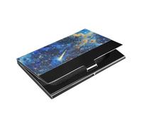 KLL The Starry Sky A Shooting Star Passing by Porte-cartes de visite fin en plein air avec cuir et acier inoxydable pour réunions d'affaires Utilisation portatarjetas para Hombre