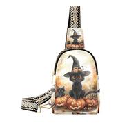 KLL Trendy Horror Sac banane pour femme Motif chat noir léger pour la randonnée