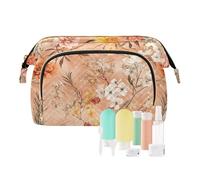 KLL Trousse à cosmétiques légère pour voyage avec œillets et romarin - Or rose, Fleurs d'automne Oeillet Romarin Or rose, 1 size