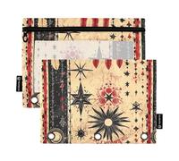 KLL Trousse à crayons avec attrape-rêves étoile occidentale tribal lune coucher de soleil noir rouge sac à documents pour anneaux classeur organiseur étanche pour enfants fournitures de papeterie