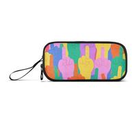 KLL Trousse à crayons colorée en nylon avec fermeture éclair et geste mignon - Grande capacité - Pour femme