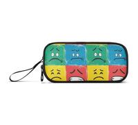 KLL Trousse à crayons colorée en nylon avec icônes de visage de style pop art pour adolescentes, grande capacité pour filles, organisateur de papeterie pour adultes du collège