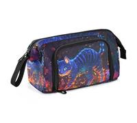 KLL Trousse à crayons de grande capacité à fermeture éclair avec fermeture éclair pour adolescentes, adolescentes, université, chat bleu fantaisie