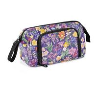 KLL Trousse à crayons de grande capacité avec compartiment à crayons avec fermeture éclair pour adolescents collège aquarelle ensoleillée fleurs d'été européennes