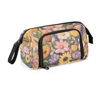 KLL Trousse à crayons de grande capacité avec fente pour adolescent, étudiant, université, cactus fleur, pêche