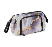 KLL Trousse à crayons de grande capacité avec fente pour l'école avec fermeture éclair pour enseignant université marbre blanc violet