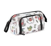 KLL Trousse à crayons de grande capacité avec fermeture éclair et compartiments pour adolescentes, collège, jour de l'indépendance (4 juillet), chats britanniques à poil court, blanc