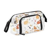 KLL Trousse à crayons de grande capacité avec fermeture éclair multifonction pour adolescents élémentaires mignons chats bouclés américains blancs