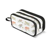 KLL Trousse à crayons de grande capacité avec fermeture éclair pour adolescentes, fournitures scolaires de lycée, caméléon amusant, reptile, blanc