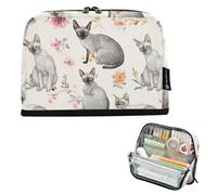 KLL Trousse à crayons de grande capacité - Grande trousse de maquillage pour garçons - Sac de voyage amusant avec chats Rex de Cornouailles neutres
