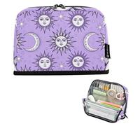 KLL Trousse à crayons de grande capacité légère pour enfants, université, violet, noir, soleil et lune célestes
