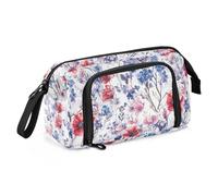 KLL Trousse à crayons de grande capacité légère pour l'école pour adolescents, collège, fleurs de printemps, lavande, œillet iris, blanc