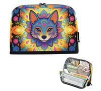 KLL Trousse à crayons de grande capacité pour adolescentes, filles, cosmétiques, renard, art populaire mexicain