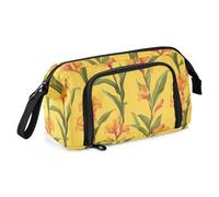 KLL Trousse à crayons de grande capacité pour crayons avec fente rigide pour femme - Fournitures scolaires - Jaune Sweet Canna