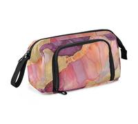KLL Trousse à crayons de grande capacité pour filles avec fermeture éclair et porte-crayons pour adolescentes, indispensables à l'école, marbre, pêche, bordeaux