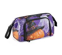 KLL Trousse à crayons d'Halloween en forme de citrouille jaune de grande capacité multifonction pour garçons élémentaire