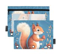 KLL Trousse à crayons en forme d'écureuil mignon bleu pour classeur à 3 anneaux avec étanche pour papeterie d'étudiant