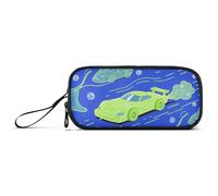KLL Trousse à crayons en nylon bleu chartreuse avec motif animal de mer, étoile de mer, grande capacité, grande fermeture éclair, organiseur de papeterie pour adolescents du primaire