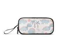 KLL Trousse à crayons en nylon de grande capacité Motif dinosaure Bleu crème