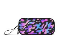 KLL Trousse à crayons en nylon pour garçons - Motif camouflage fluo, violet, noir, bleu - Grande capacité - Pour filles et adolescents