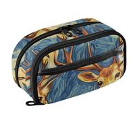 KLL Trousse à crayons en PVC de grande capacité (prop3) pour homme, esthétique élémentaire, cerf, bleu ciel