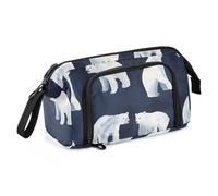 KLL Trousse à crayons fine de grande capacité multifonction pour adultes et adolescents - Ours polaire chic - Bleu marine