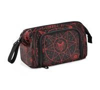 KLL Trousse à crayons gothique rouge noir Halloween Tarot Astrologie Grande capacité Légère pour homme Fournitures de rentrée scolaire