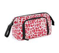 KLL Trousse à crayons portable de grande capacité avec motif marbre rouge imprimé pierre pour adultes lycée