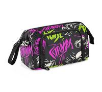KLL Trousse à crayons punk Peach noir crânes rock grande capacité fermeture éclair avec poignée pour adolescentes école préparatoire