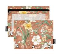 KLL Trousse à crayons souple à 3 trous avec motifs de fleurs d'été - Motif papillons - En terre cuite - Étanche - Pour le stockage d'examination