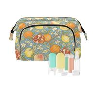KLL Trousse de maquillage bleue William Morris grenade et citron - Grande capacité - Pour voyage