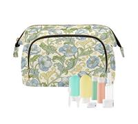 KLL Trousse de maquillage étanche motif fleur de coquelicot bleu William Morris