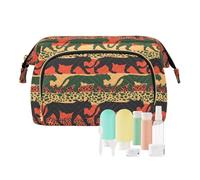 KLL Trousse de maquillage imperméable avec silhouettes de panthère léopard rouge et vert