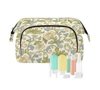 KLL Trousse de maquillage rétro avec motif floral William Morris - Blanc - Étanche - Organiseur de maquillage - Sac à main pour les voyages