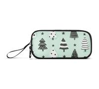KLL Trousse de rangement en nylon avec inscription « Merry Christmas with Mint and Green Trees » - Grande capacité - Pour adultes et enfants
